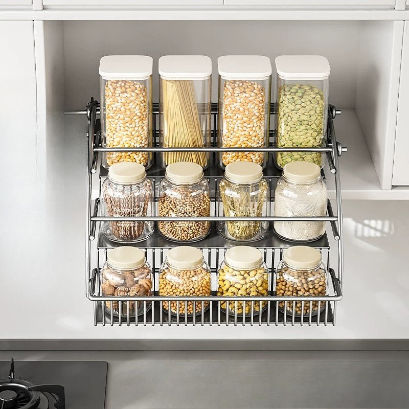 Kitchen Gadgets Cabinet - Выдвижная корзина для шкафа, 3-уровневая подъемная